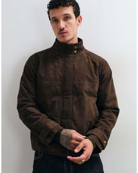 Barneys Originals - Funnel Neck Real Suede Jacket - Lyst