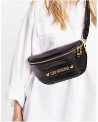 Love Moschino Sac banane effet croco à bandoulière - Blanc