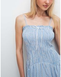 Daisy Street Shirred Drop Waist Maxi Dress in Blue | Lyst