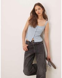 Abercrombie & Fitch - Thick Straps Ribbed Button Through Tank Top - Lyst
