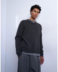 TOPMAN - Regular Fit Knit V-neck Sweater With Wool - Lyst