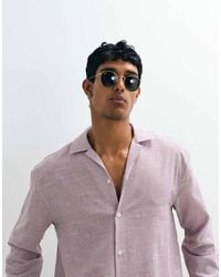 ASOS - Relaxed Camp Collar Seersucker Striped Shirt - Lyst