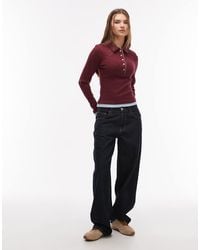 ASOS - Double Layer Collared Button Front Polo Top - Lyst
