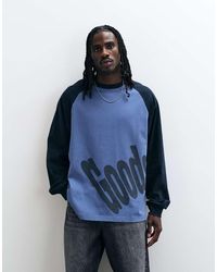ASOS - Oversized Long Sleeve Raglan T-Shirt With Text Print - Lyst