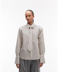 ASOS - Camicia Squadrata A Righe Con Spalle Imbottite E Cravatta - Lyst