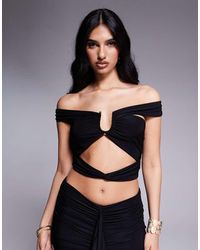 Missy Empire - Slinky Bardot Cutout Crop Top Co-ord - Lyst