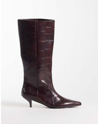ASOS - Camille Kitten Heel Pull On Knee Boots - Lyst