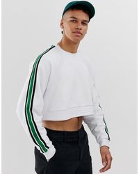 ASOS Cropped Oversized Sweatshirt With Knitted Side Stripe And Rib Insert - White
