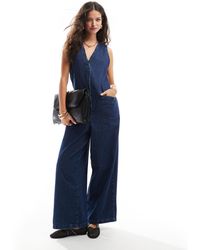 ASOS - Sleeveless Denim Loose Jumpsuit - Lyst