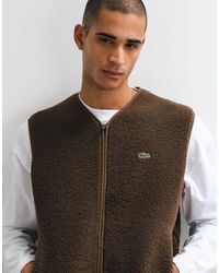 Lacoste - Fleece-weste mit durchgehendem reißverschluss - Lyst