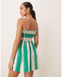ASOS - Shirred Bust Cotton Poplin Mini Dress - Lyst