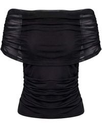 Object - Dina Mesh Boat Neck Short Sleeve Top - Lyst