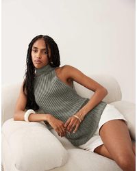 ASOS - Metallic Knitted Asymmetrical Halter Top - Lyst
