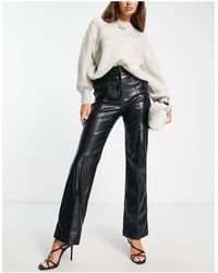 ASOS - Leather Look Straight Trouser - Lyst