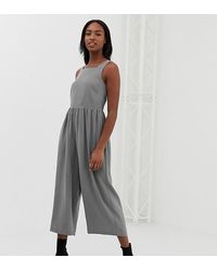 ASOS Asos Design Tall Minimal Jumpsuit With Ruched Waist - Gray