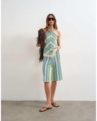 TOPSHOP - Knitted Mix Stripe Longline Jorts - Lyst