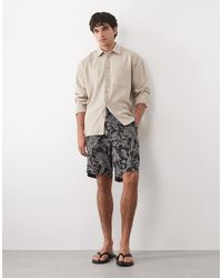 Mango - Pantaloncini Neri Con Stampa Cachemire Rétro - Lyst