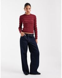 ASOS - Shirred Fine Knit Long Sleeve Top - Lyst
