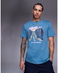 Nike - Camiseta Azul Con Estampado Gráfico Run De - Lyst