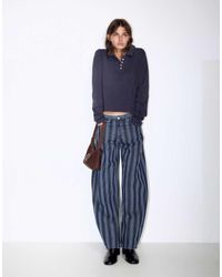 Pull&Bear - Jeans Barrel A Righe Scuro - Lyst
