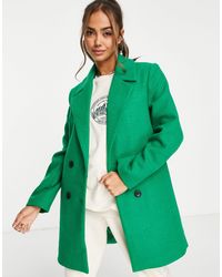 Stradivarius Double Breasted Tailored Coat - Green