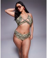 ASOS - Asos design curve – gia – bikinihose mit animal-print, hohem beinausschnitt und hohem bund - Lyst