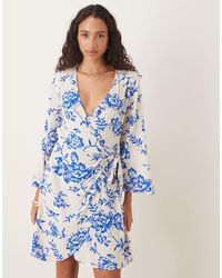 Jdy - Vestito Kimono Avvolgente Con Stampa Di Fiori - Lyst