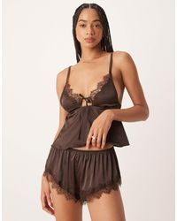 KAT THE LABEL - Sorrento Satin Lace Short - Lyst