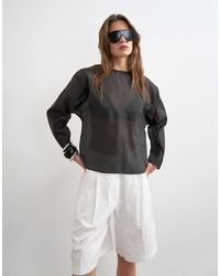 TOPSHOP - Round Neck Organza Top - Lyst