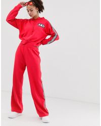 Juicy Couture Juicy By Wide Leg joggers With Ankle Logo & Taping Co-ord - Red