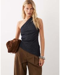 Mango - Noah Denim One Shoulder Asymmetric Sleeveless Top - Lyst