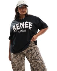 Renee Studio - Plus X Holly Wynne Exclusive Embroidered Bubble Logo Oversized T-shirt - Lyst