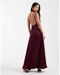 ASOS Satin Tape Halter Maxi Dress in Green | Lyst
