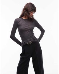 ARKET - Top A Maniche Lunghe Semitrasparente Scuro - Lyst