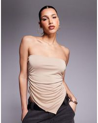 ASOS - Co-Ord Soft Handle Bandeau Top With Ruched Sides And Asymmetric Hem - Lyst