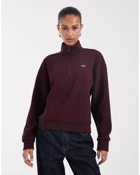 Lacoste - Sudadera De Cuello Alto Con Media Cremallera En-Rojo - Lyst