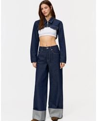 Pull&Bear - Super Wide Leg Turn Up Hem Jean - Lyst