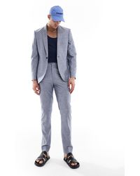 ASOS - Slim Linen Mix Suit Trouser - Lyst