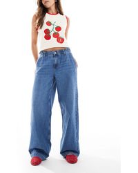 ONLY - Jean ample à taille mi-haute - moyen - Lyst