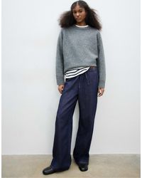 Stradivarius - Pantalon fluide et long en denim - brut - Lyst