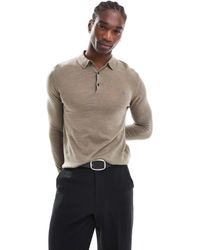 AllSaints - Mode Merino Long Sleeve Polo Shirt - Lyst