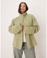 ASOS - Asos Design Curve Borg Zip Through Fleece - Lyst