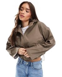 ASOS - Cropped Rubberised Rain Jacket With Hood - Lyst