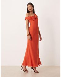 ASOS - Fallen Twist Shoulder Chiffon Maxi Dress - Lyst