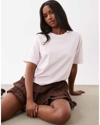 Gina Tricot - Recht T-Shirt Met Korte Mouwen - Lyst