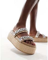 Public Desire - Duchess Flatform Sandal With Embellished Straps - Lyst