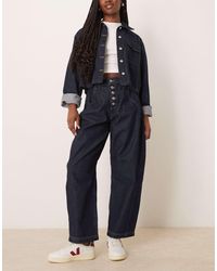 ASOS - Cropped Barrel Leg Jeans With Button Fly - Lyst