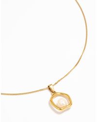 Lovisa - Waterproof Plated Stainless Steel Freshwater Pearl Molten Hoop Pendant Necklace - Lyst