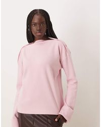 ASOS - Supersoft Button Detail Boat Neck Long Sleeve Jumper - Lyst