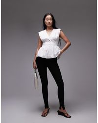 ARKET - Blusa Blanca Con Cintura Estilo Corsé Y Jaretas De Popelina De Algodón Puro De - Lyst
